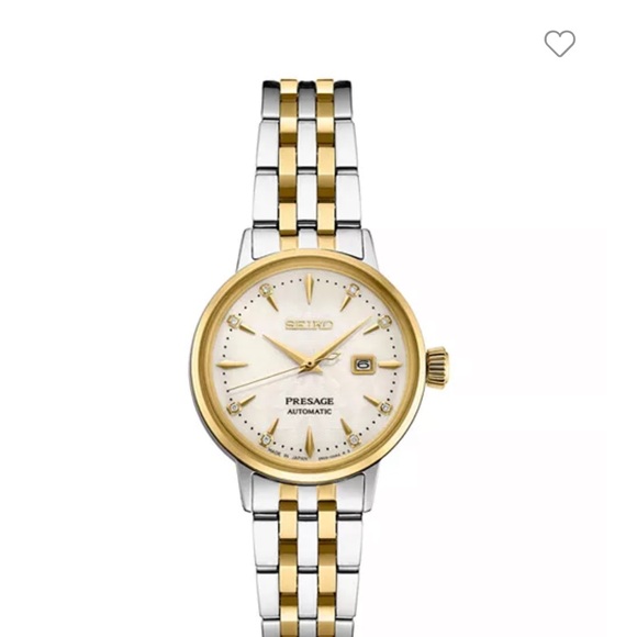 Seiko Presage 30mm Gold and Silver Two-Tone Watch with Date Window
